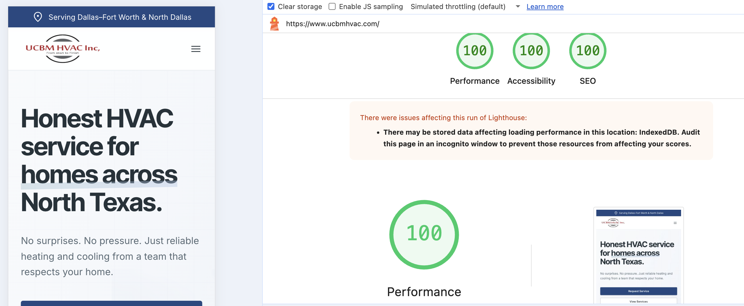 Lighthouse Performance Score